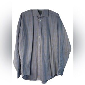 Thomas Dean Men's Blue and Gray Dress Shirt